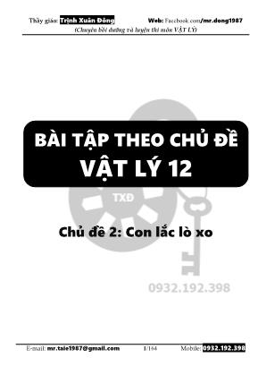 Bài tập theo chủ đề Vật lý 12 - Chủ đề 2 Con lắc lò xo - Trịnh Xuân Đông